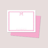 Watercolor Bubblegum Pink Bow Preppy Monogram Notitiekaartje