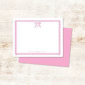Watercolor Bubblegum Pink Bow Preppy Monogram Notitiekaartje
