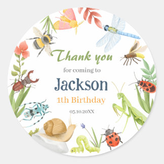 Watercolor Bugs & Insects Verjaardagsfeestje Ronde Sticker
