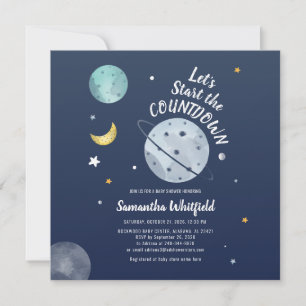 Watercolor Buitenruimte Wetenschap Baby Shower Kaart