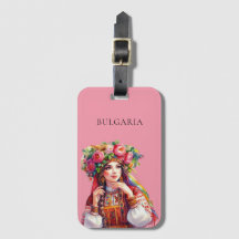 Watercolor Bulgaarse Folklore Vrouw Rode Rozen