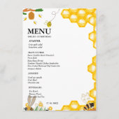 Watercolor bumble bebe floral Birthday Party Menu (Devant)