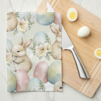 Watercolor Bunny Garden Theedoek