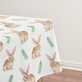 Watercolor Bunny With Greenery Easter Pattern Tafelkleed