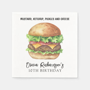 Watercolor Burger Feest Verjaardag Servet