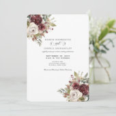 Watercolor Burgundy Floral Wedding Invitation (Debout devant)
