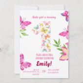 Watercolor Butterfly 1ère invitation anniversaire (Devant)