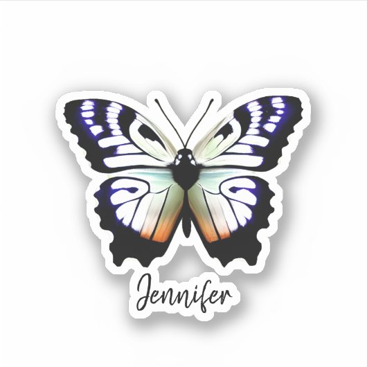 Watercolor butterfly monogram name cut sticker (Devant)