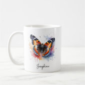 Watercolor Butterfly Red Admiral Personalized Mug (Gauche)