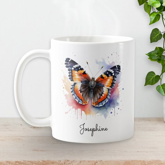 Watercolor Butterfly Red Admiral Personalized Mug
