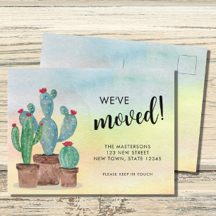 Watercolor Cacti Verhuizen Aankondigingskaart
