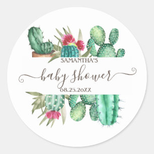 Watercolor Cactus Baby Borrel Ronde Sticker