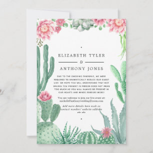 Watercolor Cactus Bruiloft met Beperkte Gastlijst Aankondiging