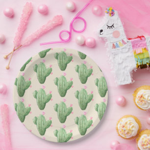 Watercolor Cactus Bruiloftsfeest Papieren Bordje