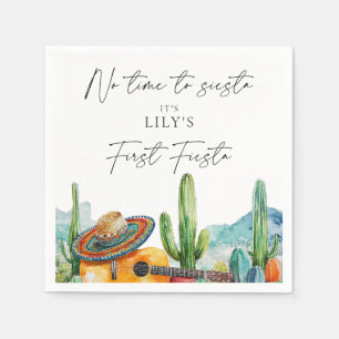 Watercolor Cactus Eerste Fiesta 1e Verjaardagsfees Servet