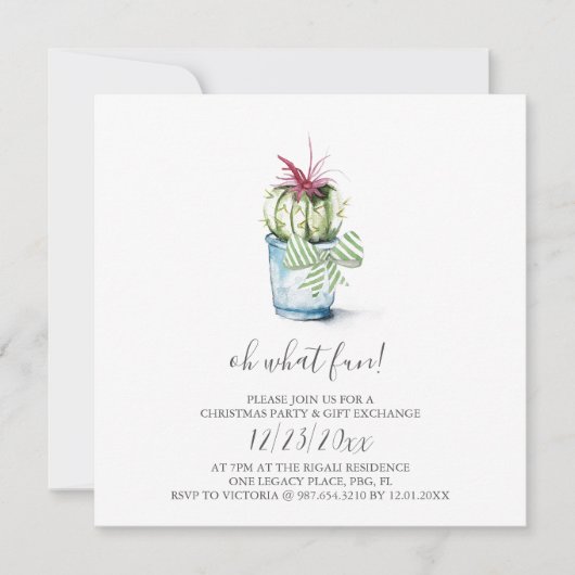 Watercolor Cactus Holiday Invitation (Devant)