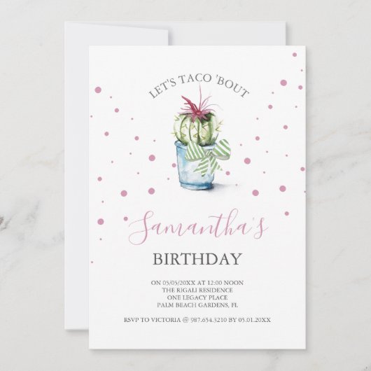 Watercolor Cactus Invitations Anniversaire en lign (Devant)