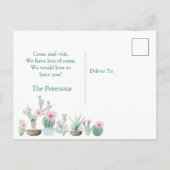 Watercolor Cactus Nous avons déplacé carte postale (Dos)