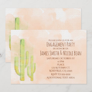Watercolor Cactus Simple Southwestern Invitations