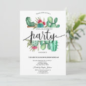 Watercolor Cactus Stippen Bruiloft Kaart (Staand voorkant)