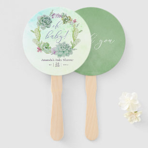 Watercolor Cactus Succulenten Baby Shower Handwaaier