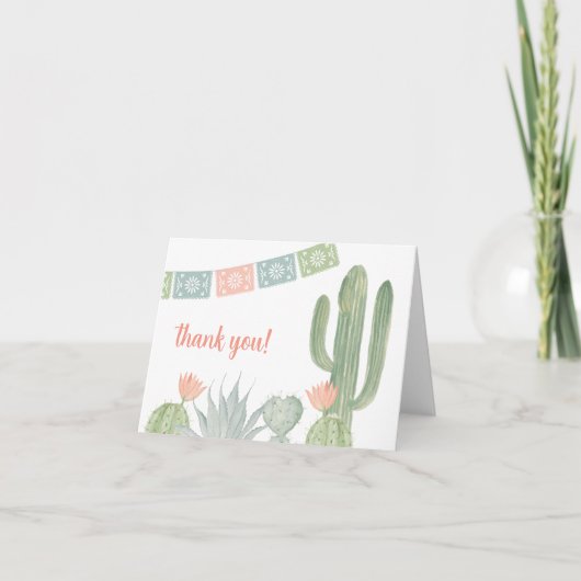 Watercolor Cactus Thank You Note Cartes (Devant)