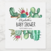 Watercolor Cactus Wijn Etiket (Enkel label)