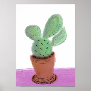 Watercolor Cactuspot Doodle Kunst Poster