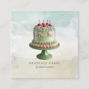 Watercolor Cake Bakker Ambachtelijke Bakkerij Vierkante Visitekaartje