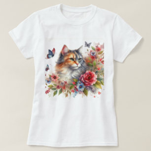 Watercolor Calkoek Kat Dames T-shirt
