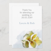 watercolor calla lys Mariage Merci cartes (Devant / Derrière)