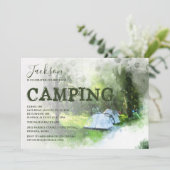Watercolor Camping Invitation d'anniversaire (Debout devant)