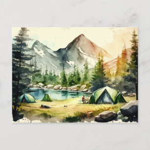 Watercolor Camping Natuur Landschap Briefkaart