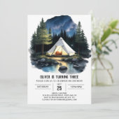 Watercolor Campout Invitation d'anniversaire (Debout devant)
