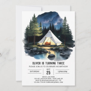Watercolor Campout Invitation d'anniversaire