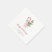 Watercolor Candy Cane Personalized Holiday Party Servet (Hoek)