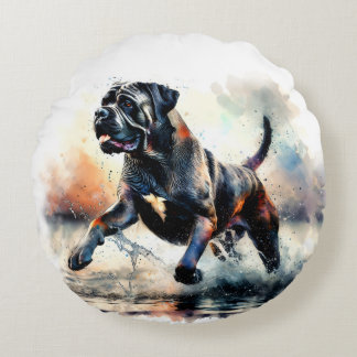 Watercolor Cane Corso-hond Rond Kussen