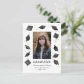 Watercolor Caps Graduation Party Invitation (Debout devant)