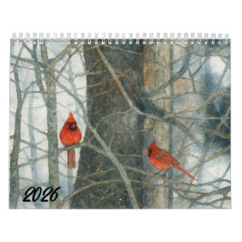 Watercolor Cardinals 2026 Kalender