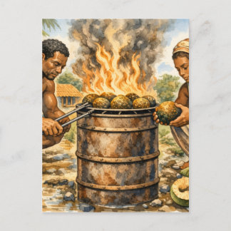 Watercolor Caribbean Breadfruit Scene Briefkaart