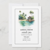 Watercolor Caribische Bestemming Huwelijk Kaart (Voorkant)