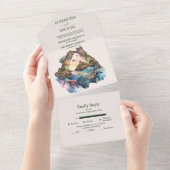 Watercolor Caribische Bestemming Trouwen Alles Inb All In One Uitnodiging (Afscheurbaar)