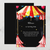 Watercolor Carnival Circus 1er Invitation annivers (Devant / Derrière)