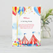 Watercolor Carnival Circus 1er Invitation annivers (Debout devant)