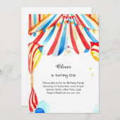 Watercolor Carnival Circus 1er Invitation annivers (Devant / Derrière)