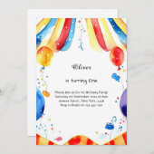 Watercolor Carnival Circus 1er Invitation annivers (Devant / Derrière)