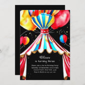 Watercolor Carnival Circus 1er Invitation annivers (Devant / Derrière)