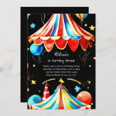 Watercolor Carnival Circus Anniversaire Invitation (Devant / Derrière)