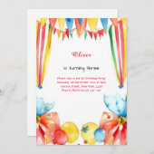Watercolor Carnival Circus Anniversaire Invitation (Devant / Derrière)