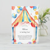 Watercolor Carnival Circus Anniversaire Invitation (Debout devant)